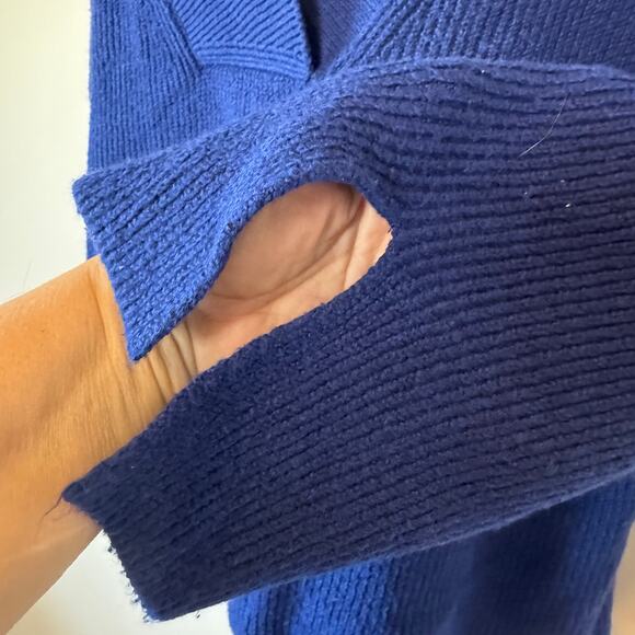 EUC Banana Republic XL Blue Ribbed V-Neck Sweater Tunic Pullover Coastal Grandma - Picture 5 of 9